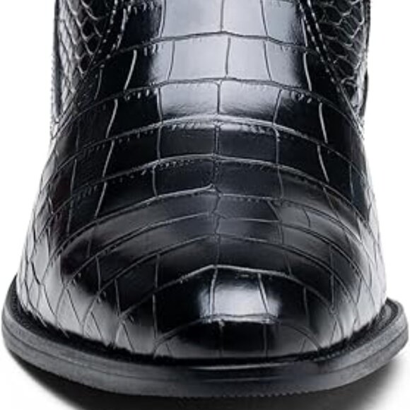 NEW! Men Crocodile Embossed Western Boot  Side Zipper Stylish Retro Short-Black - Picture 5 of 5